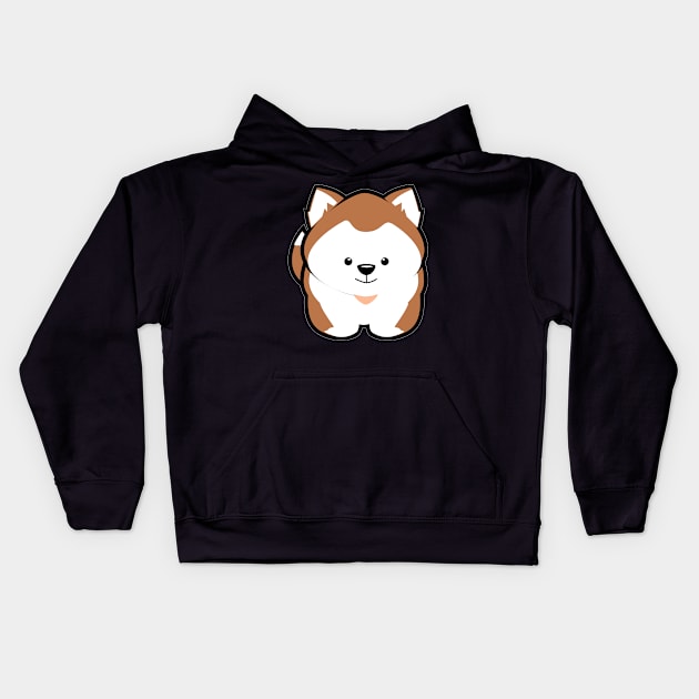 Husky Puppy Brown Kids Hoodie by Spikeani